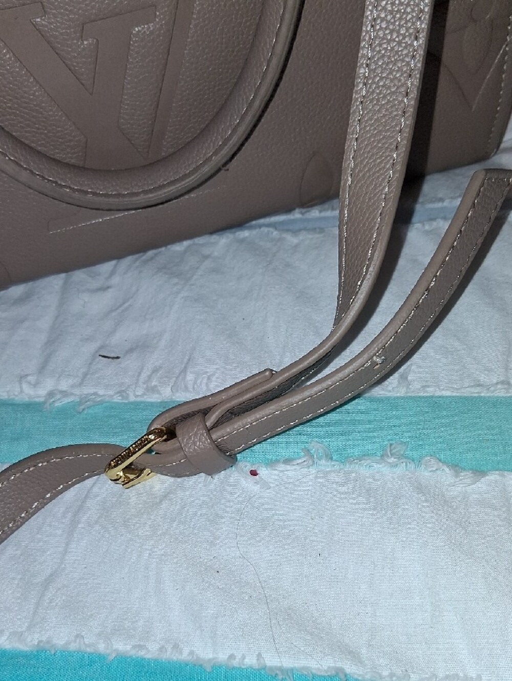Taupe Embossed Monogram Purse with Gold Hardware . Sold As Is. DO NOT BUNDLE. - Picture 14 of 15
